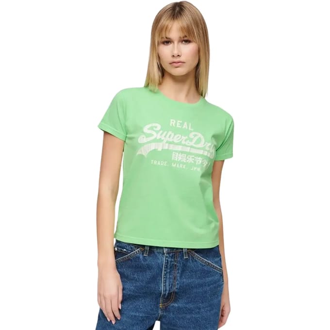Superdry - Slimfit T-shirt met neonprint - Dames - T-shirts