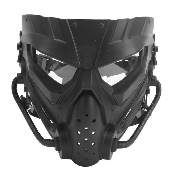 Zwart Volledig Gezichtsbeschermer Transparante Lens Ergonomisch voor CS Game Halloween Buitenactiviteiten