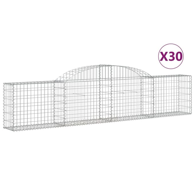 vidaXL Schanskorven 30 st gewelfd 300x30x60/80 cm gegalvaniseerd ijzer