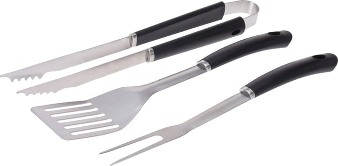 BBQ/barbecue gereedschap set 3-delig RVS - tang - vork - spatel