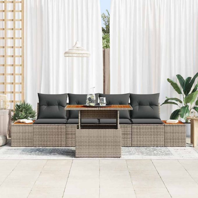 vidaXL - Tuinbank - Set - 5 - st - Grijs - poly - rattan
