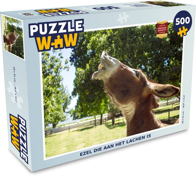 Puzzel Ezel die aan het lachen is - Legpuzzel - Puzzel 500 stukjes
