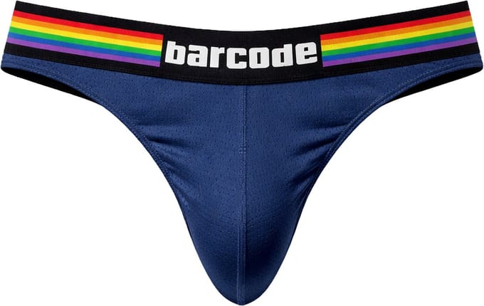 Barcode Berlin Pride Thong Navy - MAAT S - Erotisch Heren Ondergoed - String voor Man - Sexy mannen String