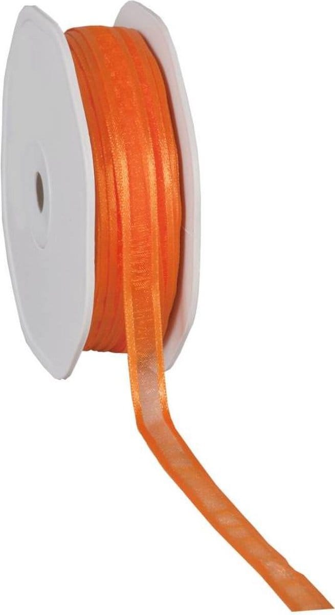 Satin edge Organzalint Oranje – 10 mm × 50 m – Organza