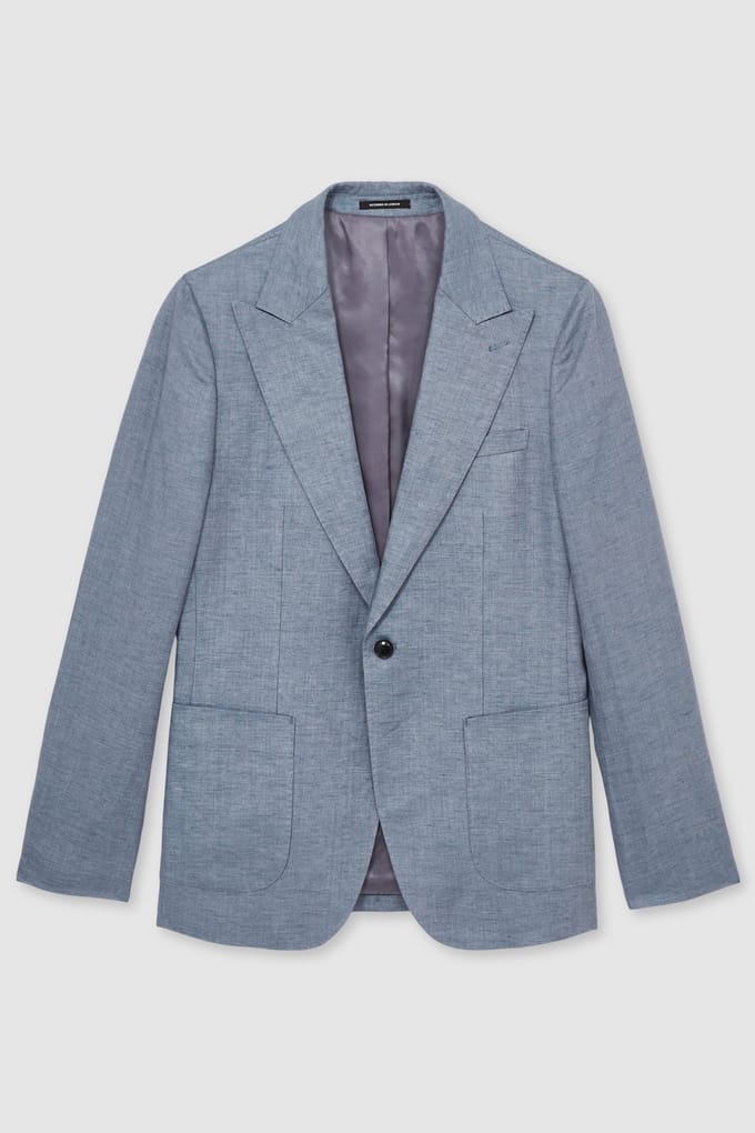 Reiss Sb 2b Notch Linen Blazer Airforce Blue Größe: 40 | Blazer Outlet | Herren | Weiß