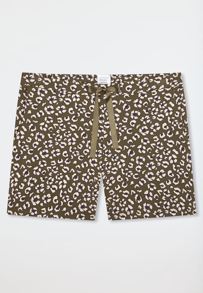 Korte broek, olijfgroen met patroon - Mix+ Relax 40