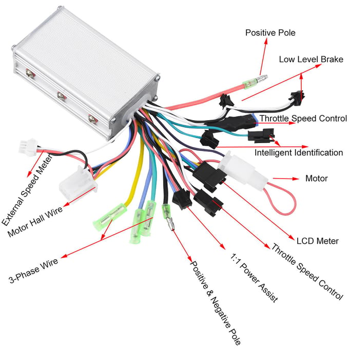 24V36V 350W Borstelloze Motor Controller LCD Paneel Kit voor Elektrische Fiets Scooter black