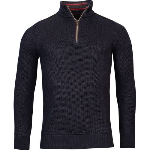Baileys Trui Half Zip Allover Structure Knit Navy / male