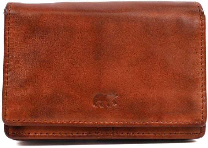 Bear Design Nina Portemonnee CL16212 - Cognac – Van leer – Bear Design Nina CL16212 is een leren overslag portemonnee voor wie pasjes, briefgeld en muntgeld overzichtelijk wil meenemen