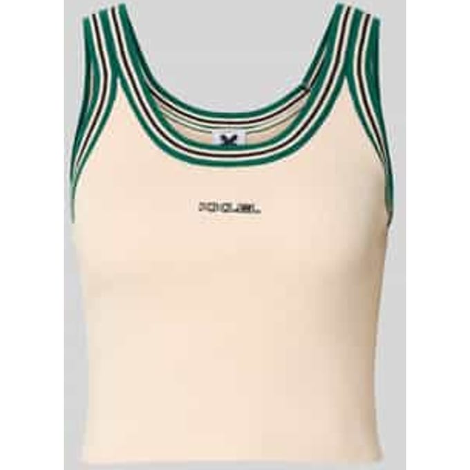Korte slim fit tanktop met kasjmier