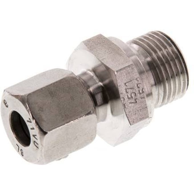 G 3/8'' Buitendraad x 8L RVS Rechte Snijring Koppeling 315 Bar DIN 2353 - FL2S-MC-ST-038G-08-L