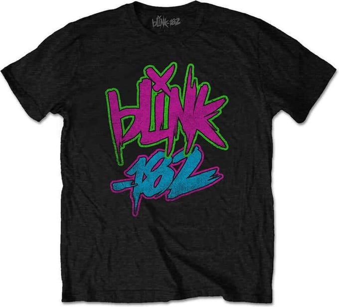 Blink182 - Neon Logo Heren Tshirt - S - Zwart