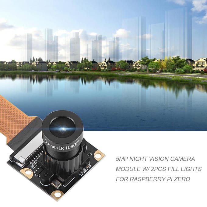 5MP Nachtzicht Cameramodule met 2 Stuks Invullichten voor Raspberry Pi Zero gray