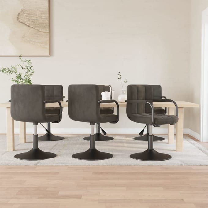 vidaXL - Eetkamerstoelen - draaibaar - 6 - st - fluweel - donkergrijs