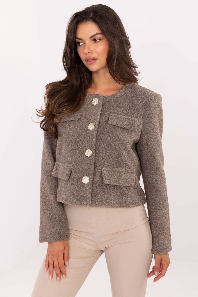 Velour Charm Jacket - Taupe / S/M