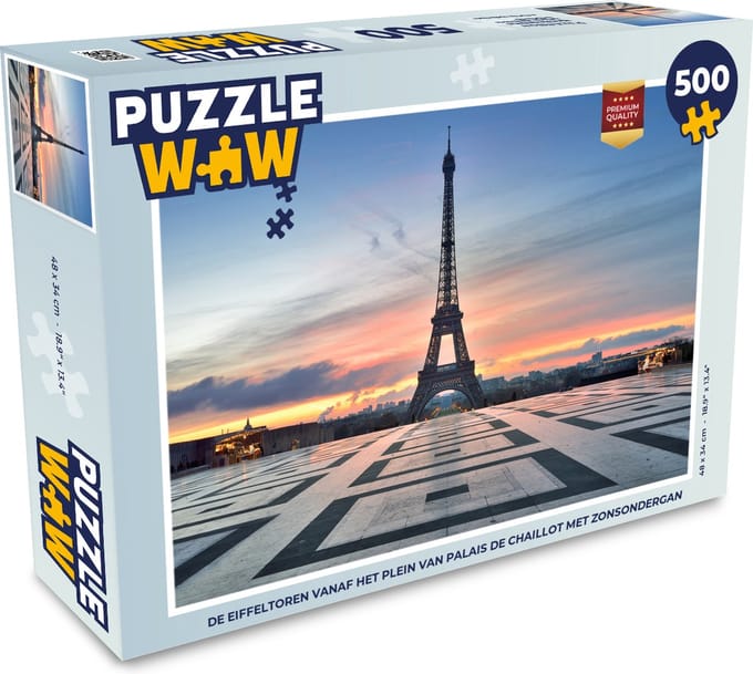 Puzzel De Eiffeltoren vanaf het plein van Palais de Chaillot met zonsondergang - Legpuzzel - Puzzel 500 stukjes