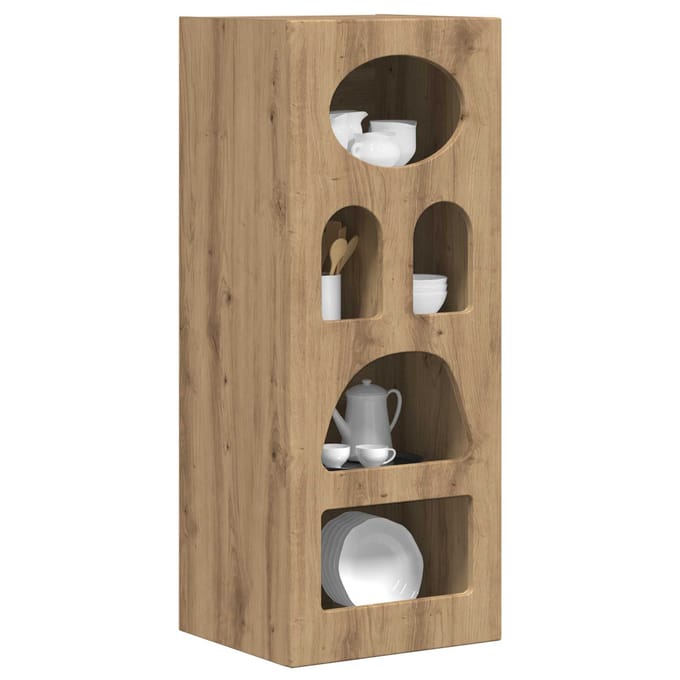 vidaXL - Dressoir - ELST - Artisan - Eiken - 40 - x - 35 - x - 100,5 - cm - Bewerkt - hout