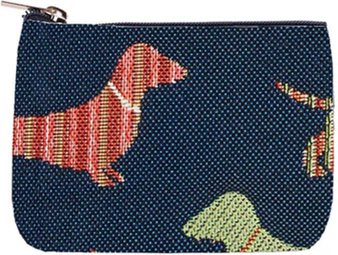 Ritsportemonnee - luxe gobelinstof - Dachshund - Teckel - Hond - Honden - Donker blauw
