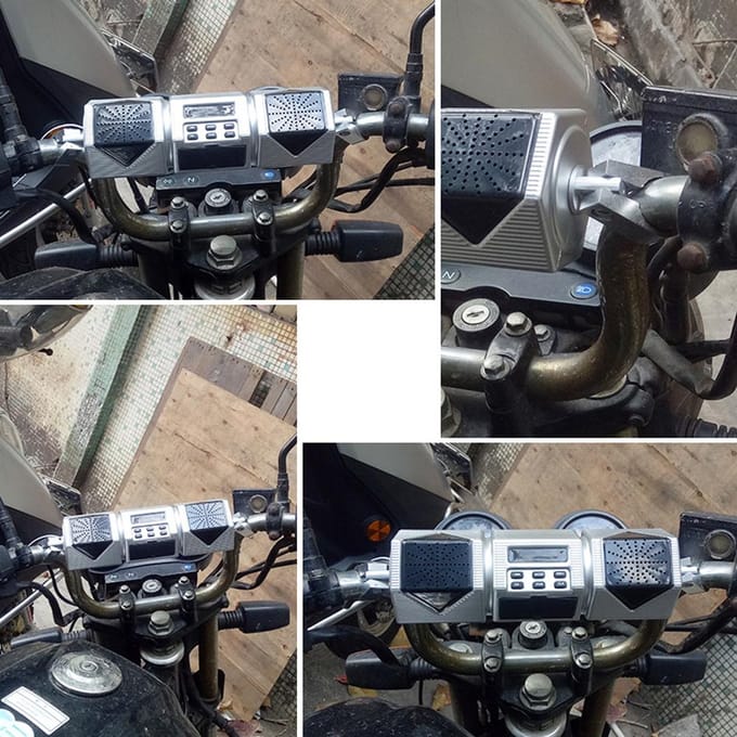 Motorfiets Stereo Speaker BT Stuurbevestiging MP3 Speler of Versterker Systeem Waterdichte Ondersteuning zilver