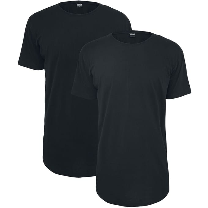 Urban Classics T-shirt - Pre-Pack Shaped Long Tee 2-Pack - XS tot M - voor Mannen - zwart