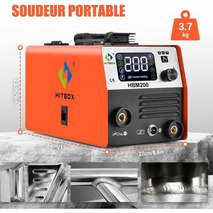 3-in-1 lasapparaat - HBM200 - MIG/MMA/LIFT TIG - 140 A - Compact draagbaar 230 V