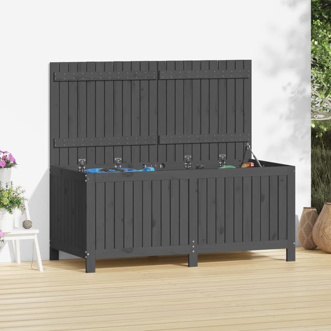 vidaXL - Tuinbox - 147x68x64 - cm - massief - grenenhout - grijs