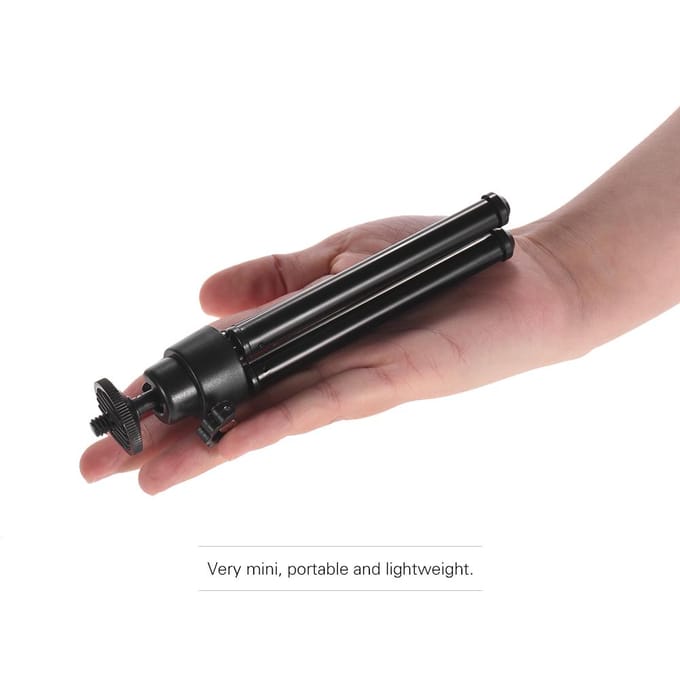Mini Trépied Extensible 2 Sections Support de Bureau pour Téléphone ILDC Vis 1/4 pouce Max. Charge 0,5 kg Noir noir