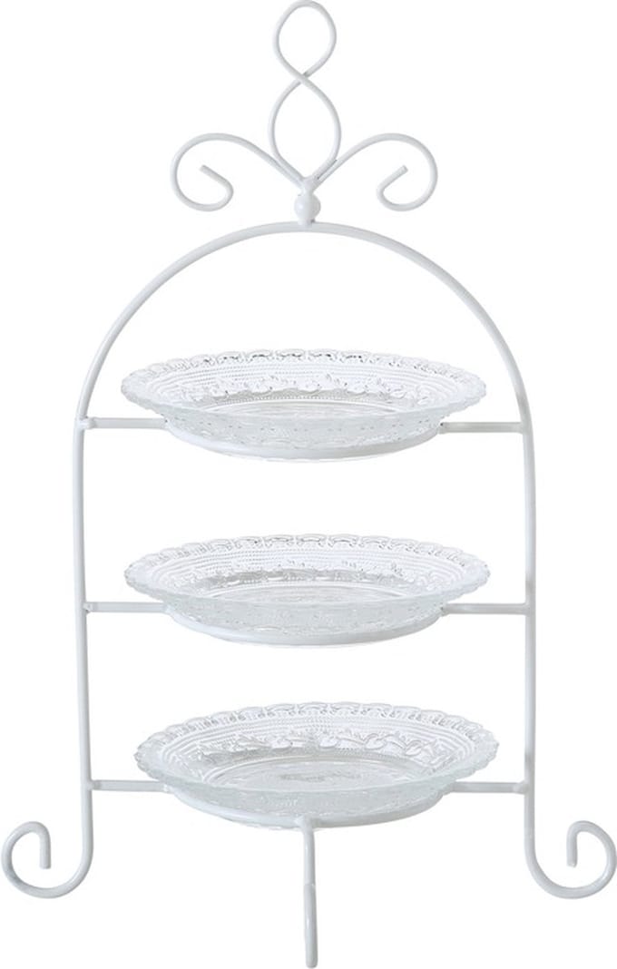 Boltze Etagere - 3 - laags - wit - 30 x 23 cm - metaal en glas - serveerplateau