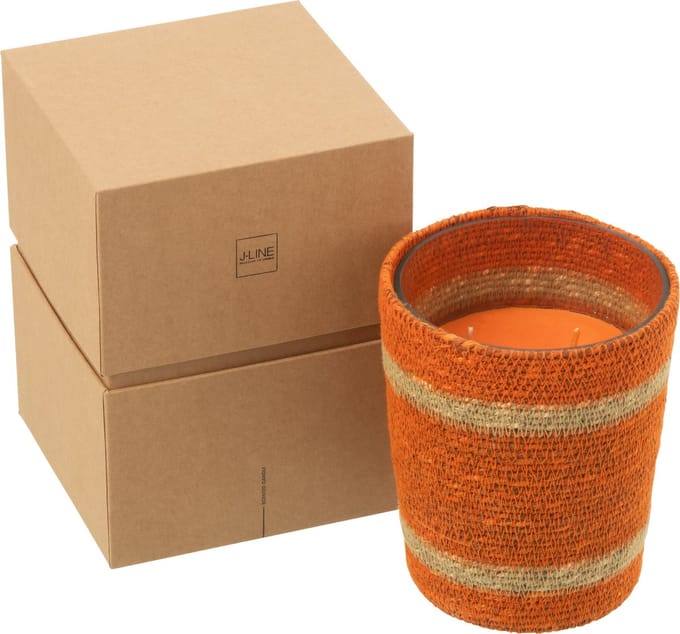 J-Line geurkaars Mand - Vanilla Escape - glas - oranje - medium - 55U