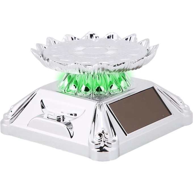Vitrine Solaire Plateau Tournant Rotatif à 360 Montre Téléphone Bijoux Bague Support d'Exposition argenté