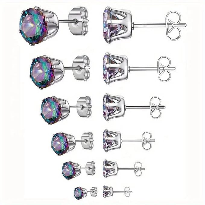 Multicolor zirkonia oorbellen - Blijft mooi van kleur -3mm- mini studs