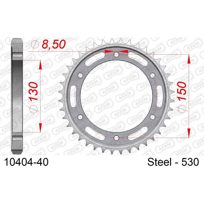 Stalen tandwiel Afam 530 40 dents