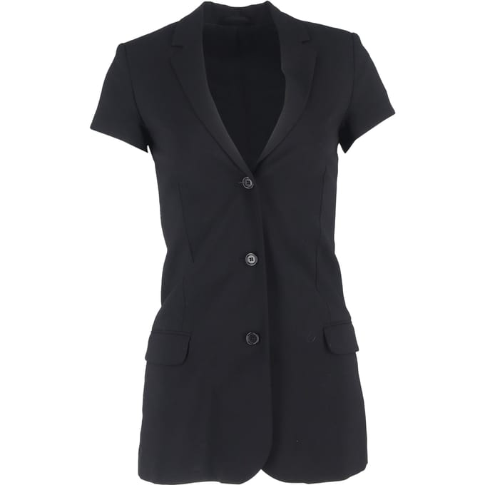 Totême single-breasted blazer met korte mouwen in zwarte wol
