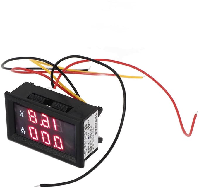 Volt Meter - Spanning Ampèremeter - Elektrische Metingen - Dubbel Display - DC 300V - Zwart