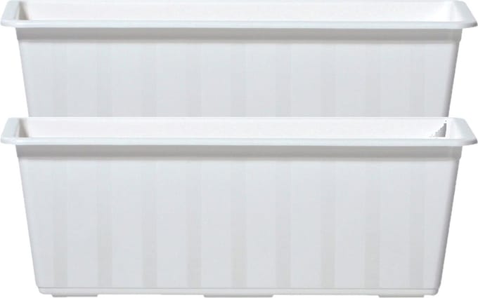 Prosperplast Plantenbak/bloembak/balkonbak Agro - 2x - wit - kunststof - 50 x 18 x 14 cm