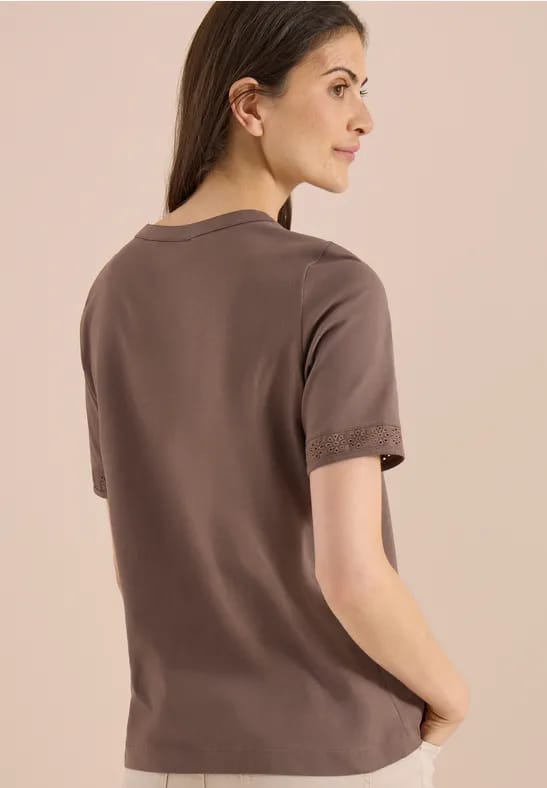 Shirt met gespleten hals en haakband