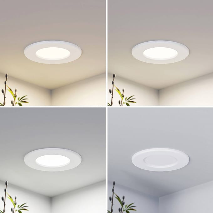 Prios LED inbouwlamp Cadance, wit, 12 cm, CCT, IP44