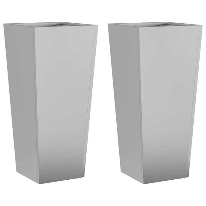vidaXL - Plantenbakken - 2 - st - 35x35x75 - cm - gegalvaniseerd - staal