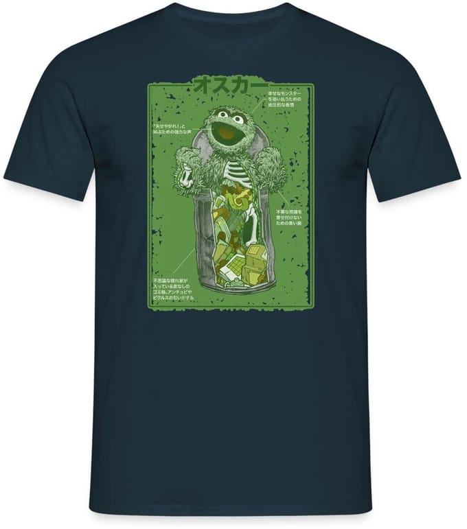 Sesamstraat Oscar Anatomie Vuilnisbak T-Shirt Heren