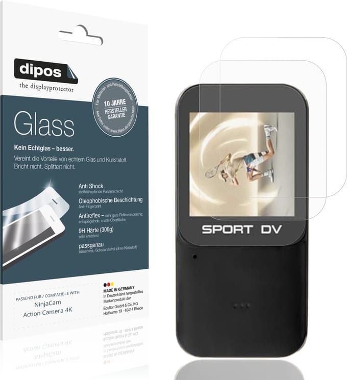 dipos – 2x Matte Pantserfolie geschikt voor NinjaCam Action Camera 4K | 9H Screenprotector