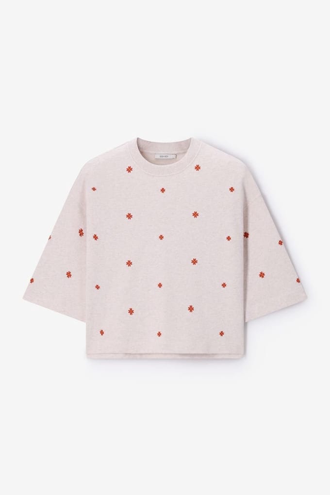 Sissy-Boy - Beige sweater met bloemen embroidery