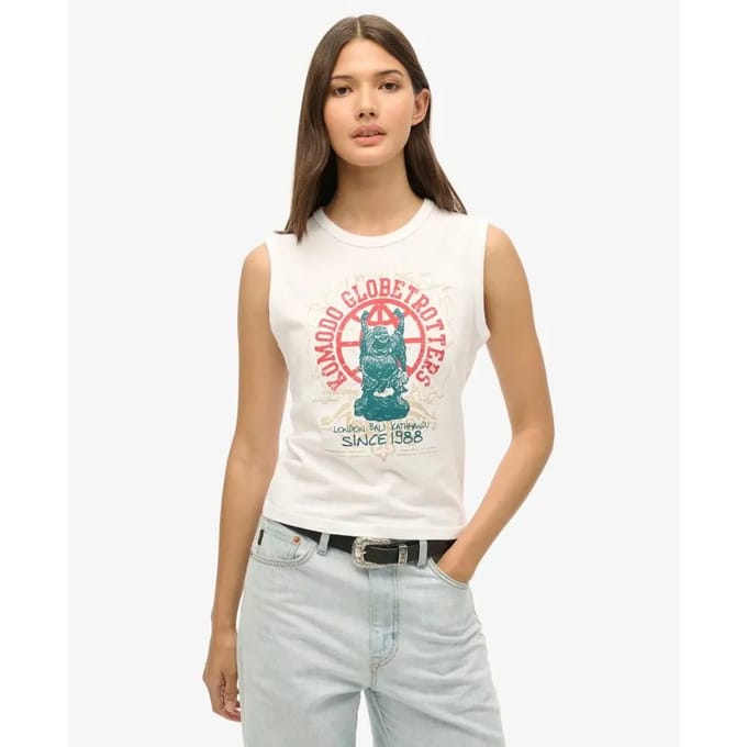 Superdry X Komodo Globe Trotter Hemdtopje Wit Grootte: 38