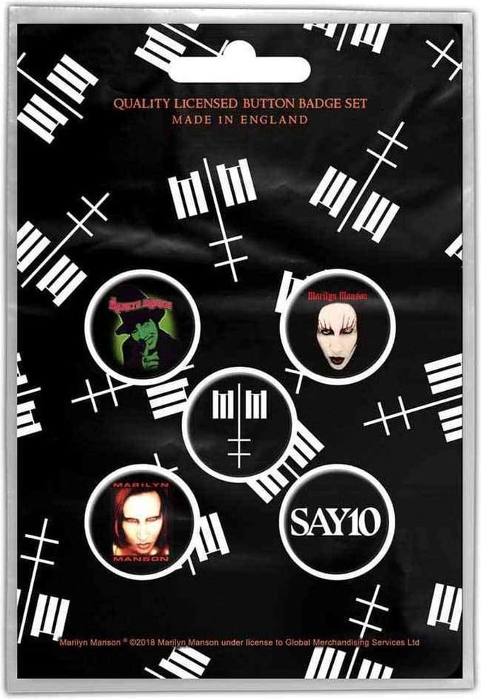Marilyn Manson - Cross Logo Badge/button - Set van 5 - Multicolours