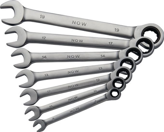 NOW Ratelringsteeksleutelset 7-delig Sleutelmaten 8-19 mm - JX-700G / 4000802070