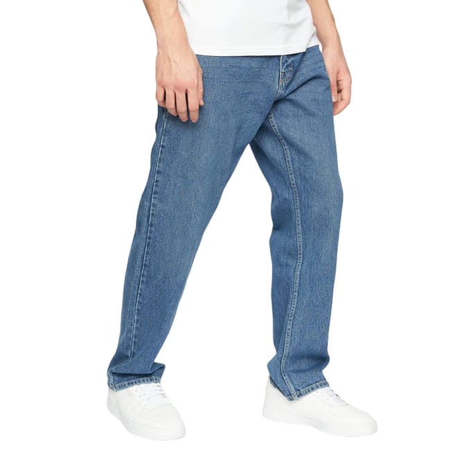 Crosshatch Heren Tillman Stone Wash Baggy Jeans (Steen)