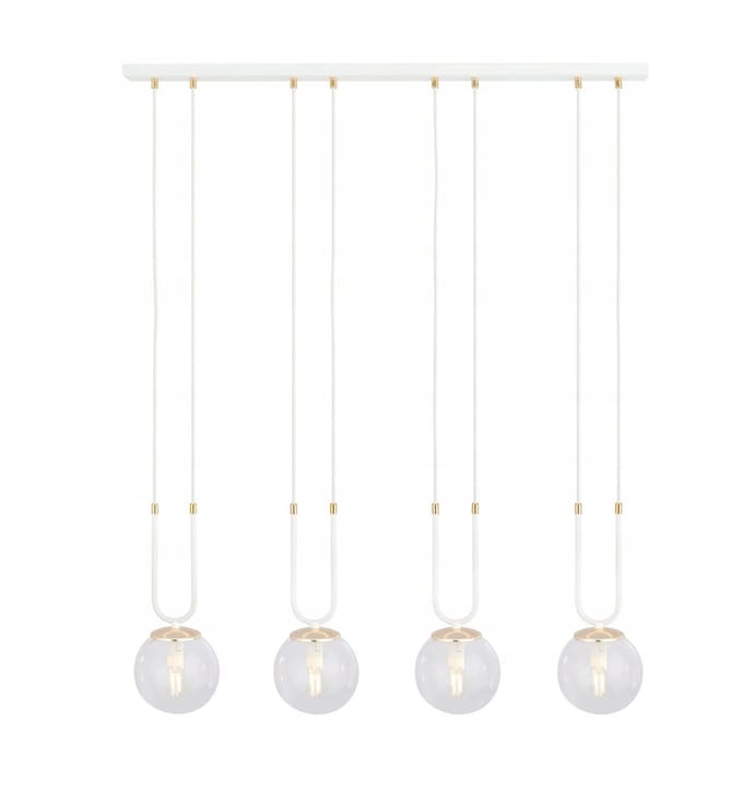 Luxe Witte Gouden Glazen Bol Hanglamp voor Eetkamer - 4xE14