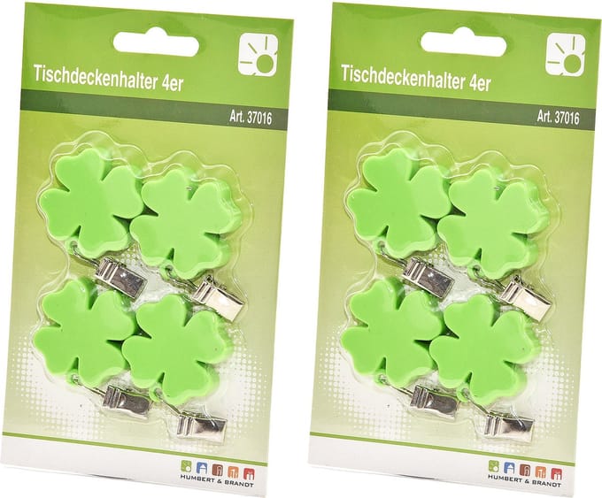 Humbert tafelkleedgewichtjes/hangers - 8x - klavertje vier - kunststof