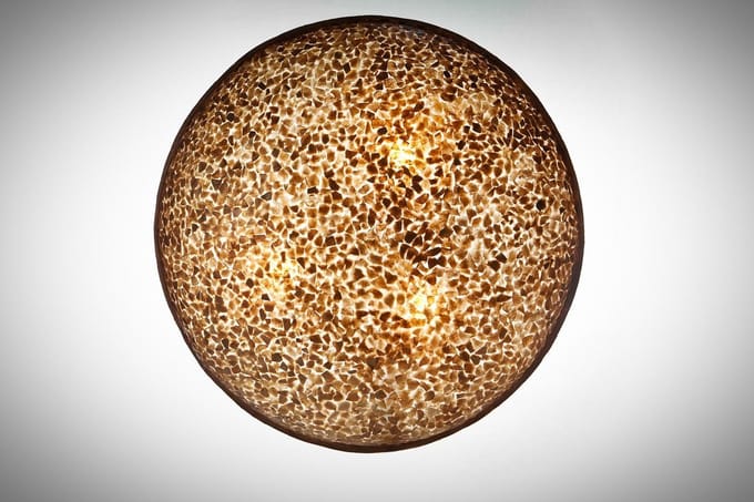 Handmade Design plafonnière  woonkamer  slaapkamer Moon gold capiz schelp 40 cm