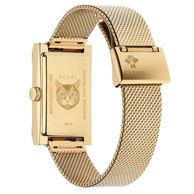 Gucci YA147410 G-Frame 34mm Geelgoud dameshorloge