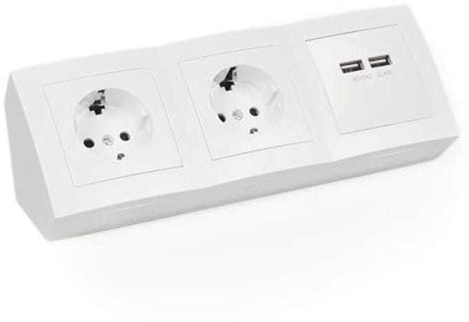 Stopcontactdoos met USB en 2 Geaarde Aansluitingen voor Onderbouw